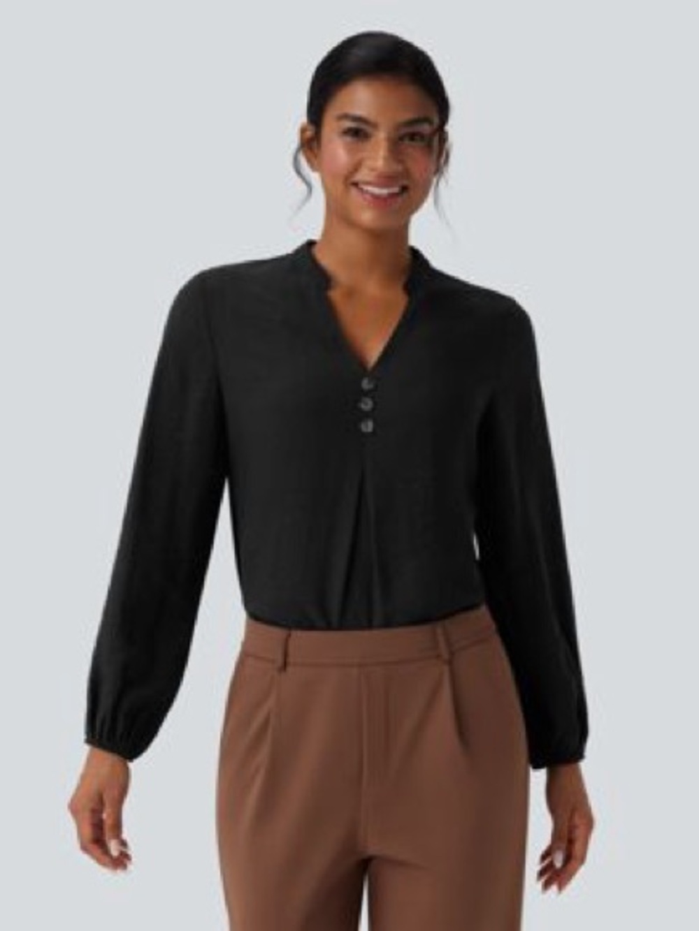 NWT Halara V Neck Long Sleeve Work Shirt